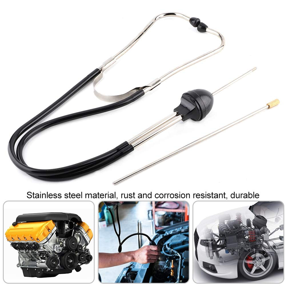 Engine Stethoscope, Stainless Steel Automotive Mechanics Stethoscope Professional Car Engine Diagnostic Sensitive Hearing Tool for Car Jeep Bus and Other Vehicles