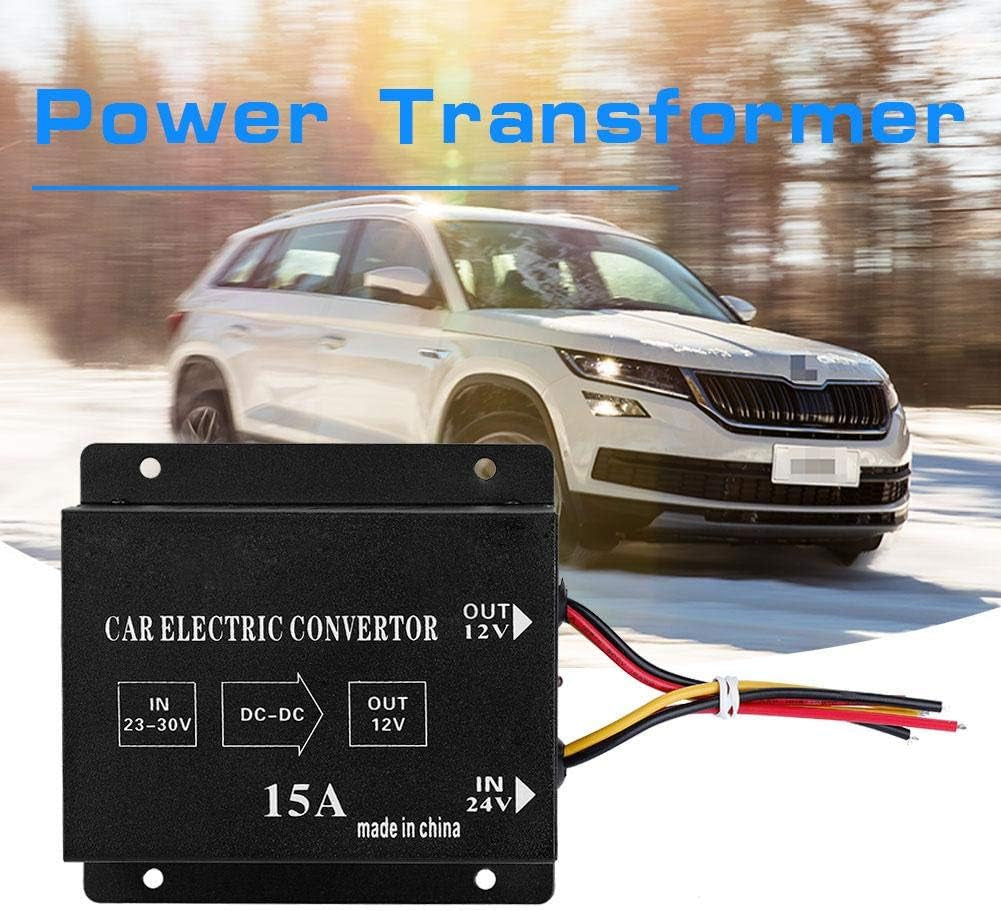 DC 24V to 12V Power Inverter Converter Car Truck Electric Voltage Reducer Step-Down Transformer (24V to 12V/15A/180W)