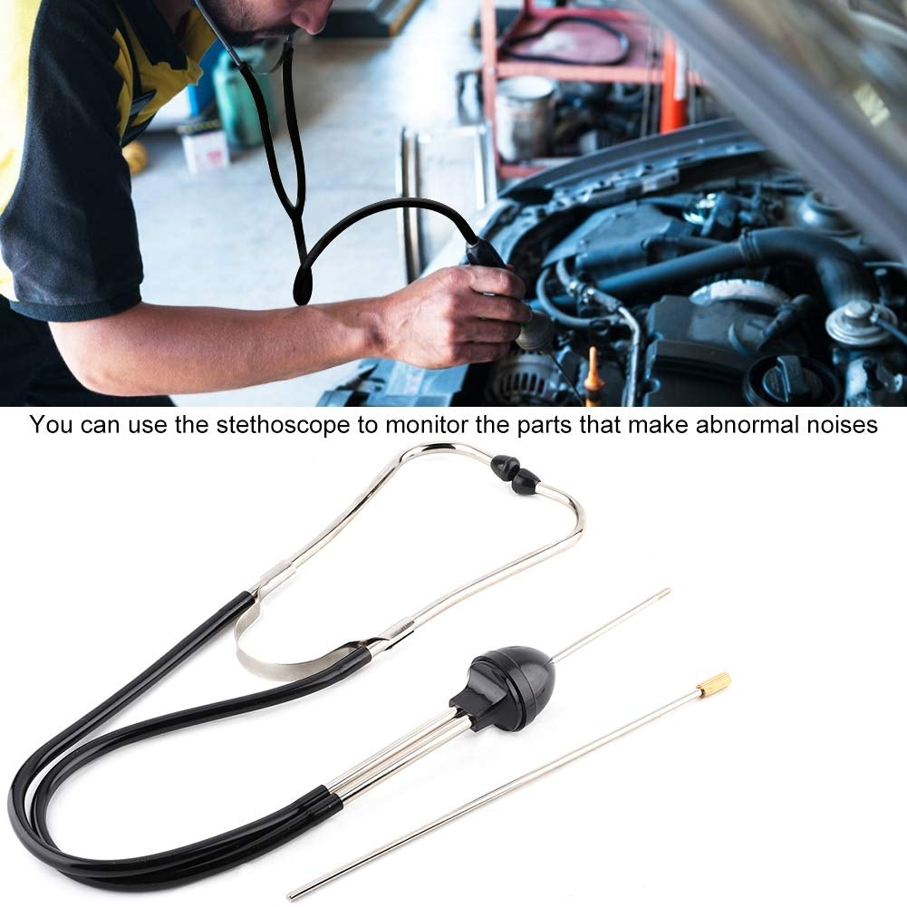 Engine Stethoscope, Stainless Steel Automotive Mechanics Stethoscope Professional Car Engine Diagnostic Sensitive Hearing Tool for Car Jeep Bus and Other Vehicles