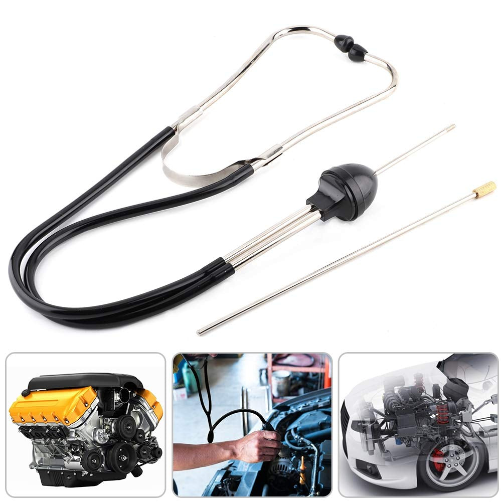 Engine Stethoscope, Stainless Steel Automotive Mechanics Stethoscope Professional Car Engine Diagnostic Sensitive Hearing Tool for Car Jeep Bus and Other Vehicles