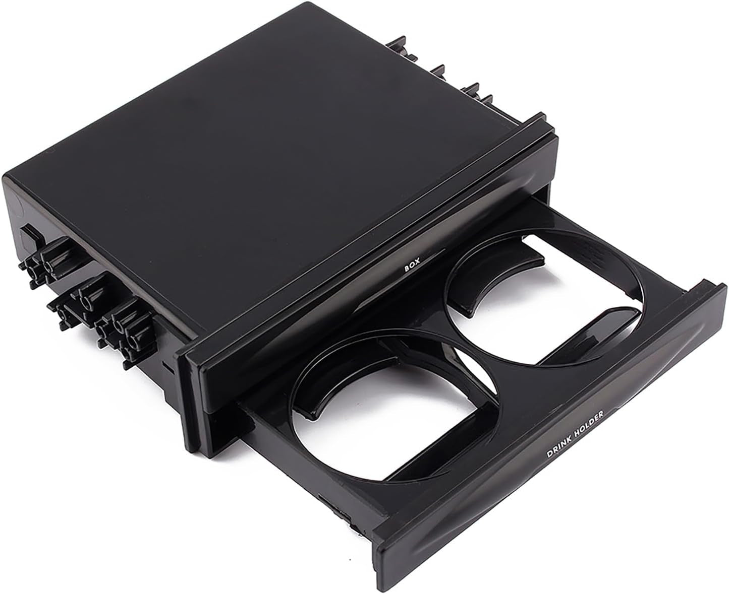 Single Din Cup Holder and Storage Box - Universal Radio Replacement Pocket for Dash Kit, Black, Suitable for Trucks and Cars