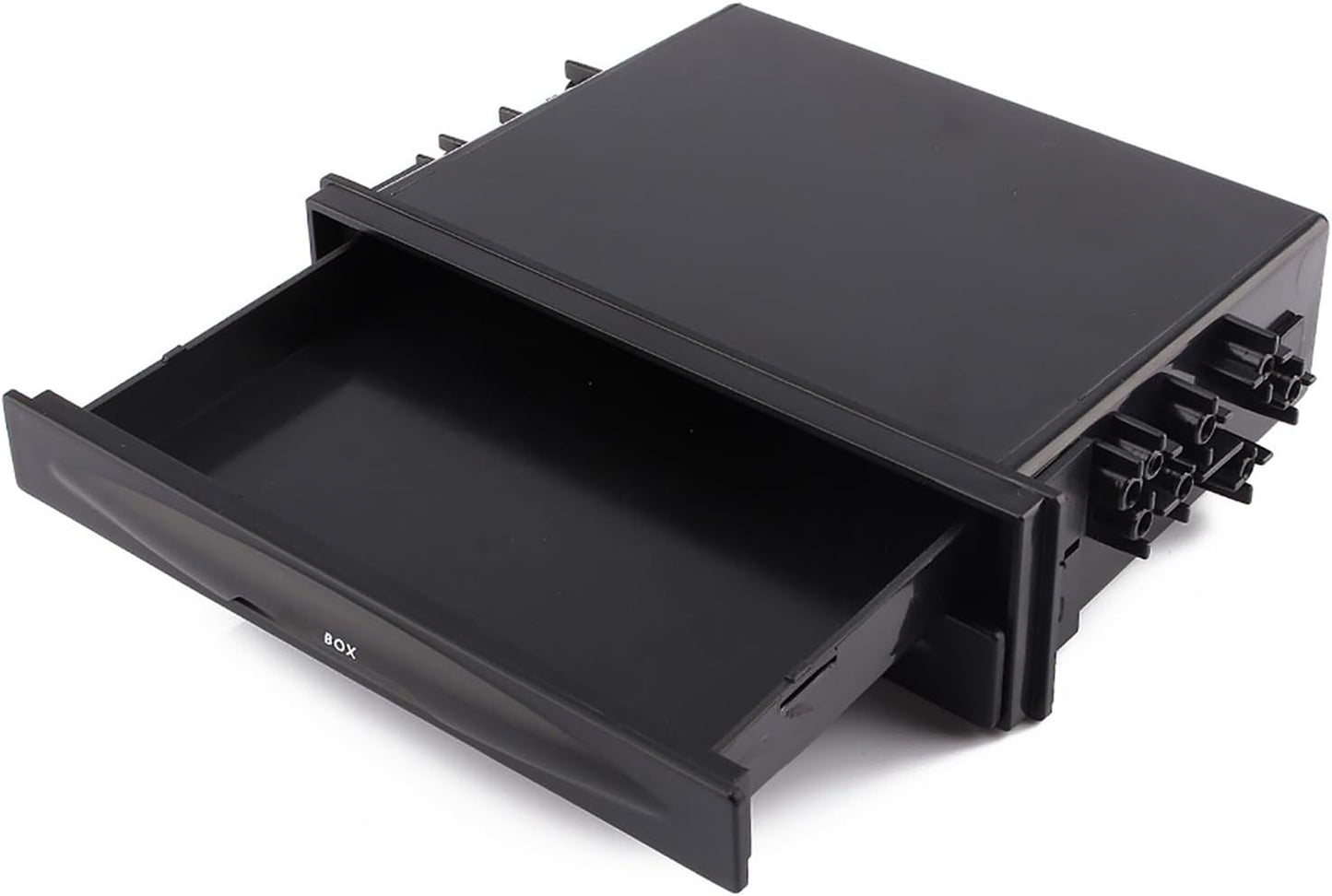Single Din Cup Holder and Storage Box - Universal Radio Replacement Pocket for Dash Kit, Black, Suitable for Trucks and Cars